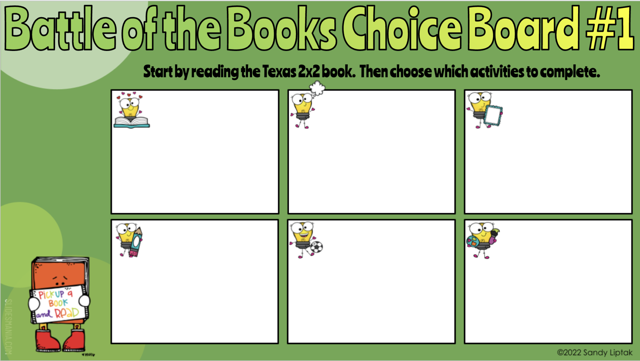 Using Choice Boards With the Texas 2x2 Books - Lessons by Sandy