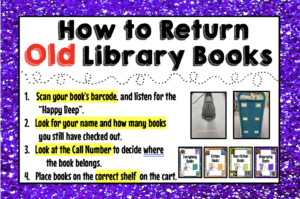 How to Return Old Library Books sign