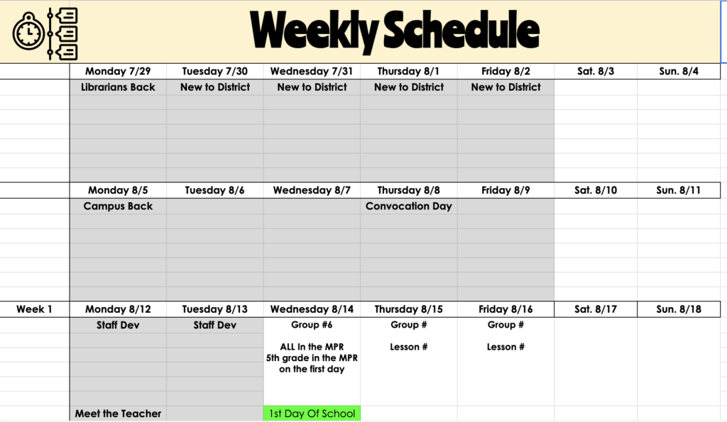 Work Smarter Not Harder: Weekly Schedule